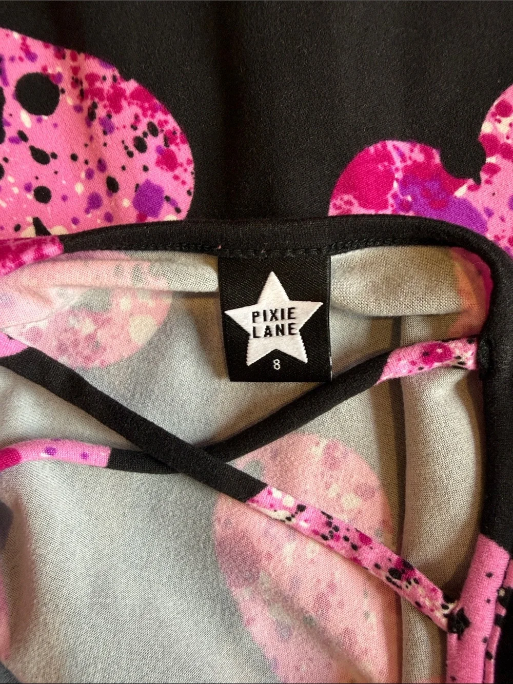 Girls Black Dress with Pink Heart Print - Playful Everyday Skater Dress